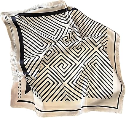 Black & White Geometric Silk Scarf · Minimalist and Elegant Square Scarf (27'' x 27'')