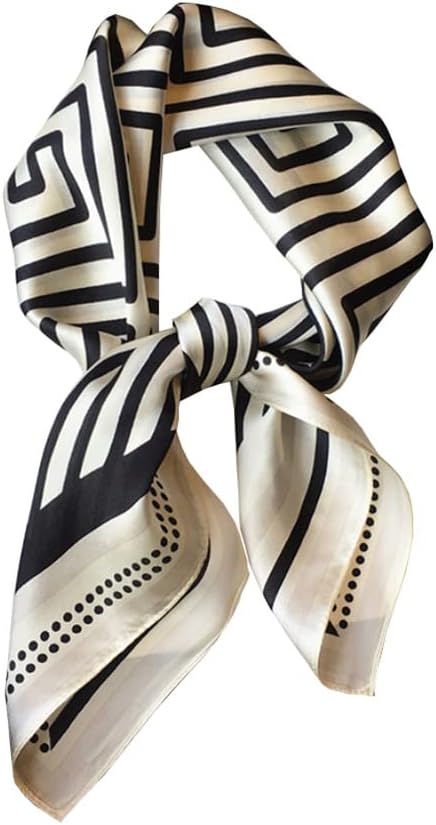 Black & White Geometric Silk Scarf · Minimalist and Elegant Square Scarf (27'' x 27'')