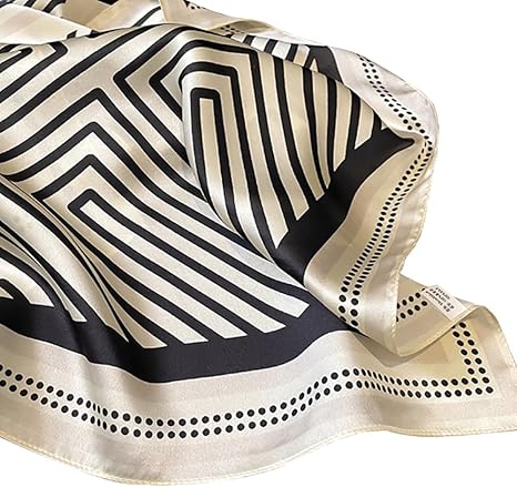 Black & White Geometric Silk Scarf · Minimalist and Elegant Square Scarf (27'' x 27'')